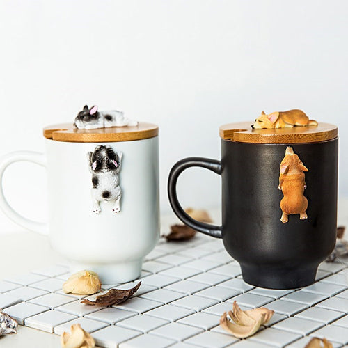 2019 Creative Cartoon 3D Corgi French Bulldog Ceramic Mugs Cute Large Capacity Dog Cups Student Couple Mug For Friend Gift Cup