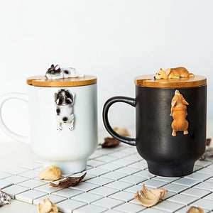 2019 Creative Cartoon 3D Corgi French Bulldog Ceramic Mugs Cute Large Capacity Dog Cups Student Couple Mug For Friend Gift Cup