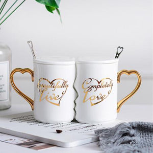 Nordic style Creative Coffee Cup 2 Pieces / Set Couple Cup Ceramic Kiss Cup Valentine's Day Wedding Birthday Gift Trend Fashion