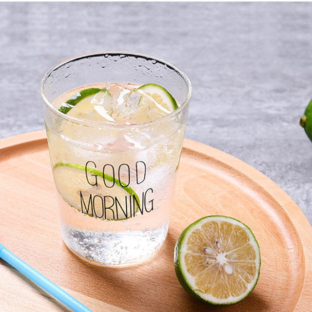 450ml Creative Glass Coffee Milk Mug Good Morning Breakfast Cup Cocktail Mugs For Gift