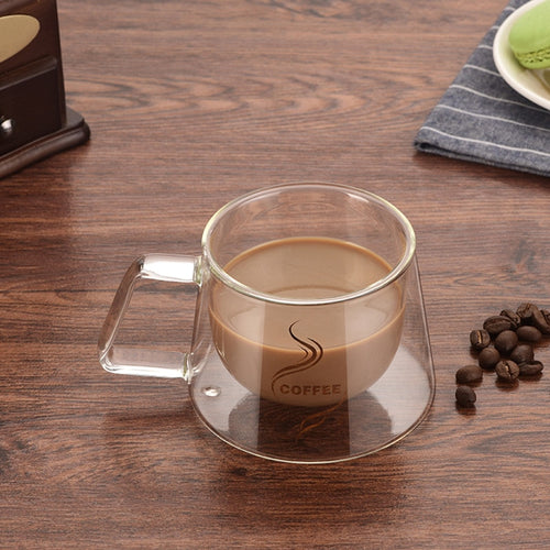 Double Wall Mug Office Mugs With The Handle Transparent Drinkware Coffee Cups Tea Set Mugs Beer Drink Office Cup Simple style