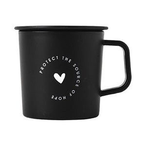 Chic Plastic Mugs With Lid Black White Cactus Love Pattern Drinking Cup With Handle Children Office Drinkware Mugs Couple Gift