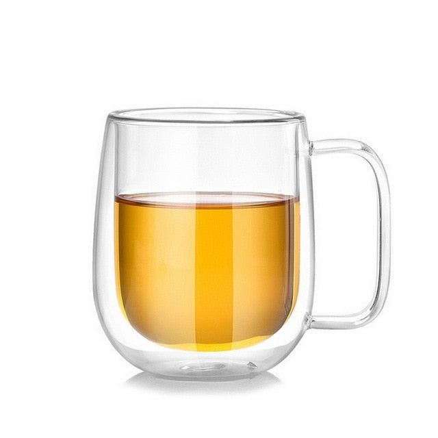 Double Wall Mug Office Mugs With The Handle Transparent Drinkware Coffee Cups Tea Set Mugs Beer Drink Office Cup Simple style