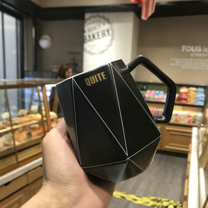 Classic Stripe Creative Black And White Line Polygon Ceramic Mug Couple Lover's Gift Morning Mug Milk Coffee Tea Breakfast Cup