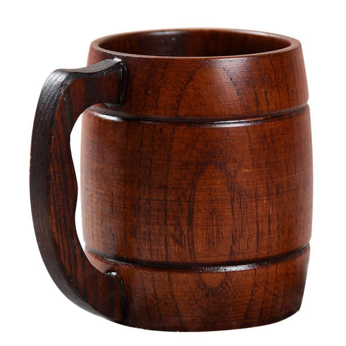 Adeeing Stylish Wooden Handled Beer Cup Coffee Tea Juice Milk Wine Mug Gift Decoration