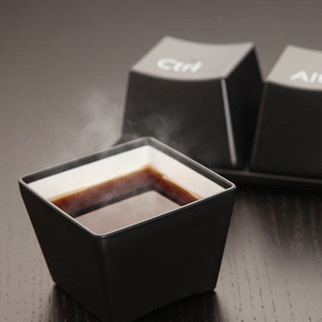 Creative Cup Tea Set Keyboard Fashion Cups Black color ctrl del alt 3 pieces/ Mugs Promotion Gifts Trade Shows Wedding
