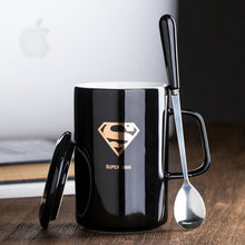 Load image into Gallery viewer, OUSSIRRO Creative Avengers Justice League  Ceramic Mug With Lid With Spoon Superman Spiderman Batman High Quality  Cup Nice Gift