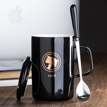 Load image into Gallery viewer, OUSSIRRO Creative Avengers Justice League  Ceramic Mug With Lid With Spoon Superman Spiderman Batman High Quality  Cup Nice Gift