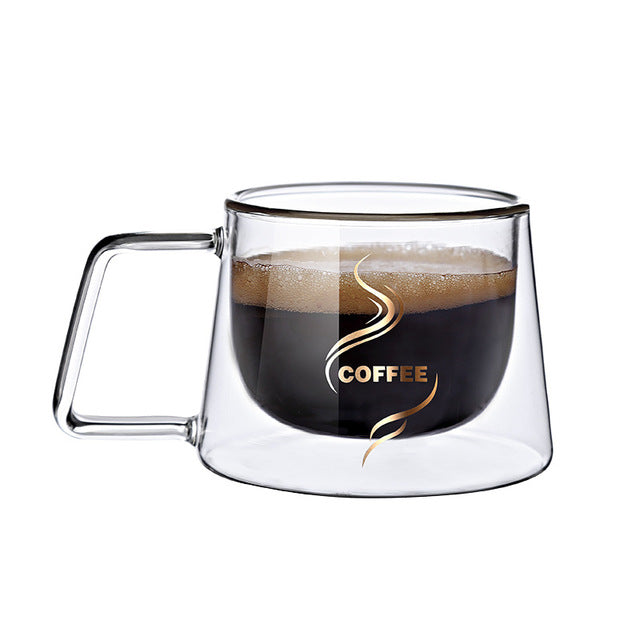 Creative Double Layers Glass Mug High Quality Office Home Table Cup Heat Insulation Tea Milk Coffee Mugs Table Hot Mug Drinkware