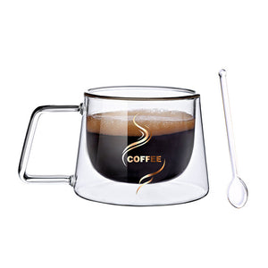Creative Double Layers Glass Mug High Quality Office Home Table Cup Heat Insulation Tea Milk Coffee Mugs Table Hot Mug Drinkware