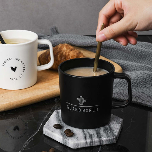 250ml Black White Mugs Cup Tea Milk Coffee Cups With Handgrip lid Home Office School Water Bottle Cup Easy To Carry 1piece